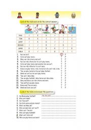 English Worksheet: Can/cannot