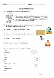 English Worksheet: Present Simple Test