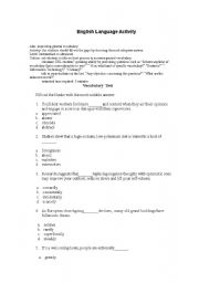 English worksheet: vocabulary test