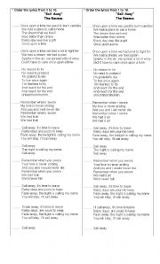 English worksheet: Song; Sail away