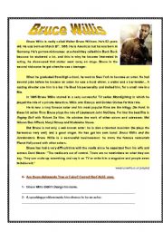 English Worksheet: Bruce Willis- reading comprehension