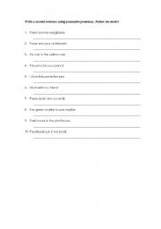 English worksheet:  possessive pronouns