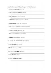 English Worksheet: subject and object pronouns