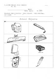 English Worksheet: School Objects