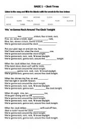 English Worksheet: Rock around the clock