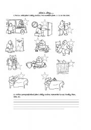 English Worksheet: jOHNS DAILY ROUTINE