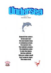 English worksheet: Undersea kids reading comprehension lesson