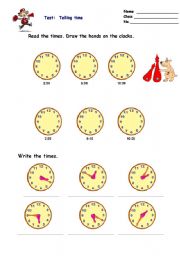 English Worksheet: telling time