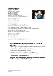 English Worksheet: Song-Tears in heaven-Eric Clapton