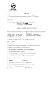 English worksheet: Comparative and superlatives