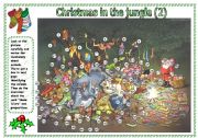 English Worksheet: Christmas in the jungle (part 2): There is/are, Prepositions (20.08.08)