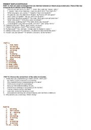 English Worksheet: present simple or present continuous