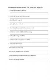 English Worksheet: QUESTIONS WITH WH