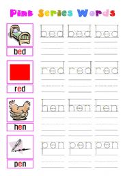 English Worksheet: pink series words-short