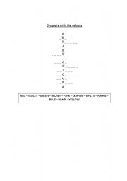 English Worksheet: Colours Acrostic