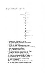 English worksheet: Classroom Actions acrostic