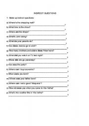 English Worksheet: Indirect Questions