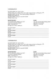 English worksheet: Conversation doctors appointment
