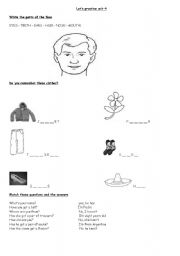 English Worksheet: Parts of the face, cloth, circus and colours