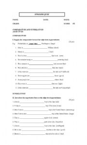 English Worksheet: Comparative and Superlative Quiz