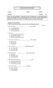 English worksheet: Test Mixed teses