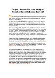 English Worksheet: the true story of pocahontas