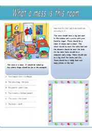 English Worksheet: What a mess is this room (use of should practise)