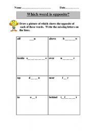 English Worksheet: opposites