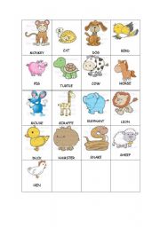 English Worksheet: Memory Games - Small Animals