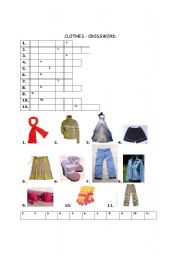 English Worksheet: clothes - crossword