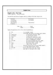 English worksheet: regular verbs