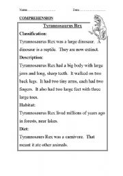 English Worksheet: Comprehension