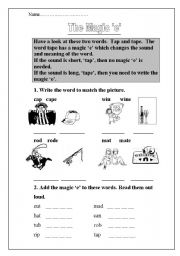 English Worksheet: The Magic E