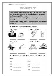 English worksheet: The Magic E