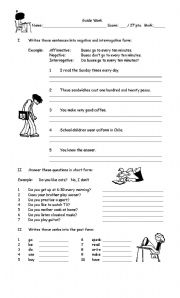 English Worksheet: Verbs Simple Present and Past Tense