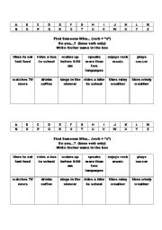 English Worksheet: Find Someone Who Mixer