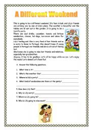 English Worksheet: A different  weekend - text (21.08.08)