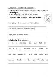 English worksheet: sentences