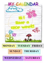 English Worksheet: MY CALENDAR