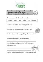 English Worksheet: connectives