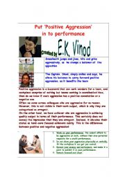 English Worksheet: Put Positive Aggression in to performance