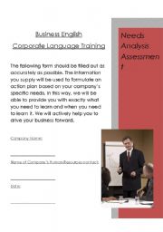 English Worksheet: Business English Needs Analysis Form