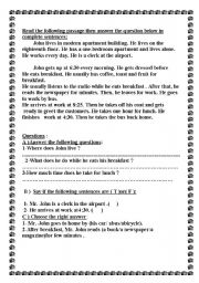 English Worksheet: passage