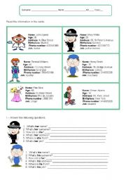 English Worksheet: Speaking/Writing cards-Identifying people - for beginners   21.08.08