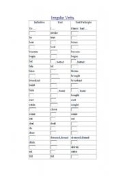 English worksheet: irregular verbs