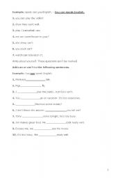English worksheet: CAN OR CANT