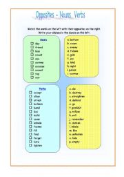 English Worksheet: Opposites