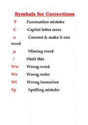 English Worksheet: Symbols for Corrections