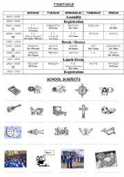 timetable and school subjects