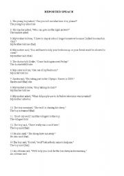 English worksheet: REPORTED SPEECH